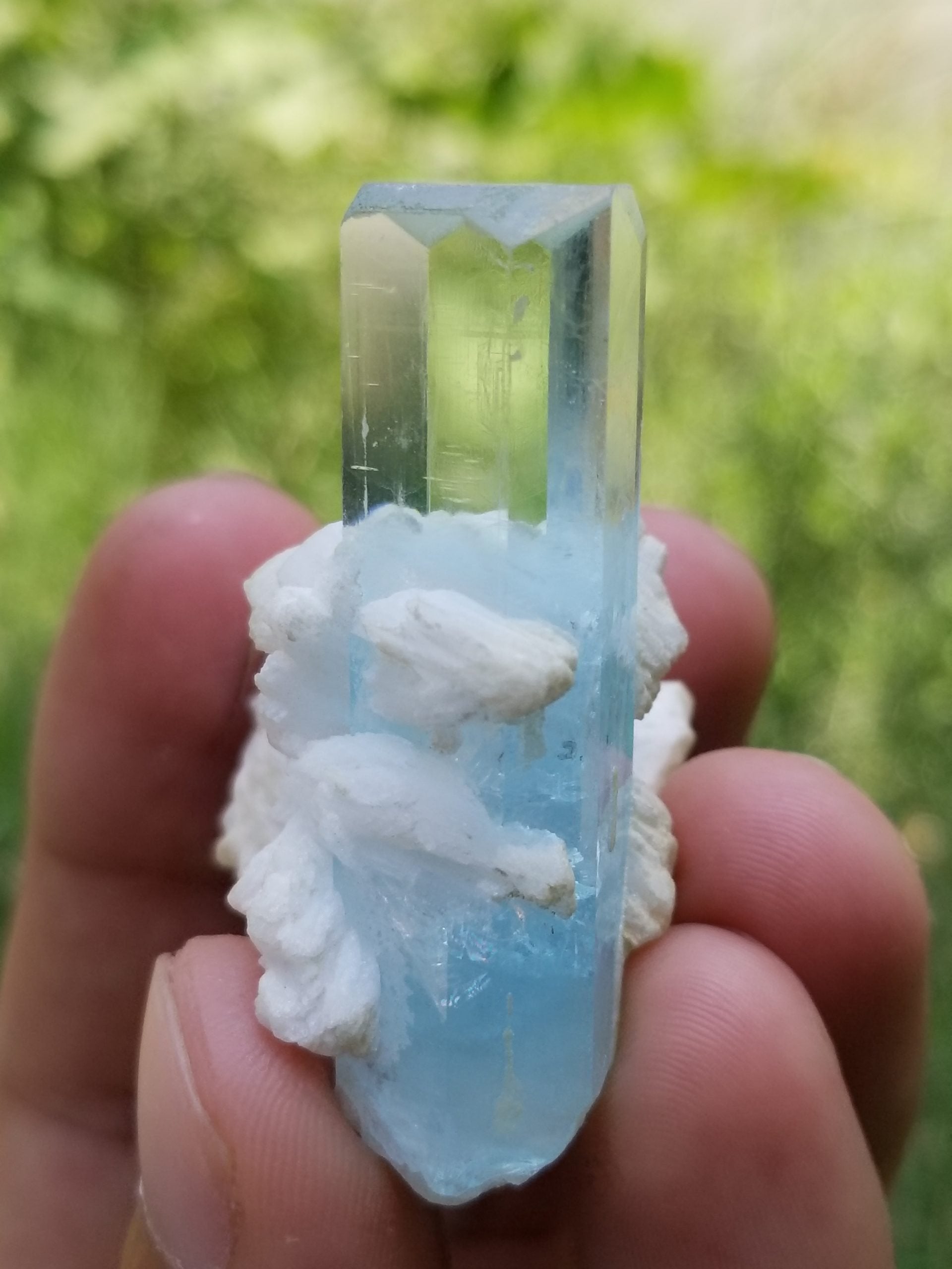 Gemmy Aquamarine Crystal on matrix with cleavelandite
