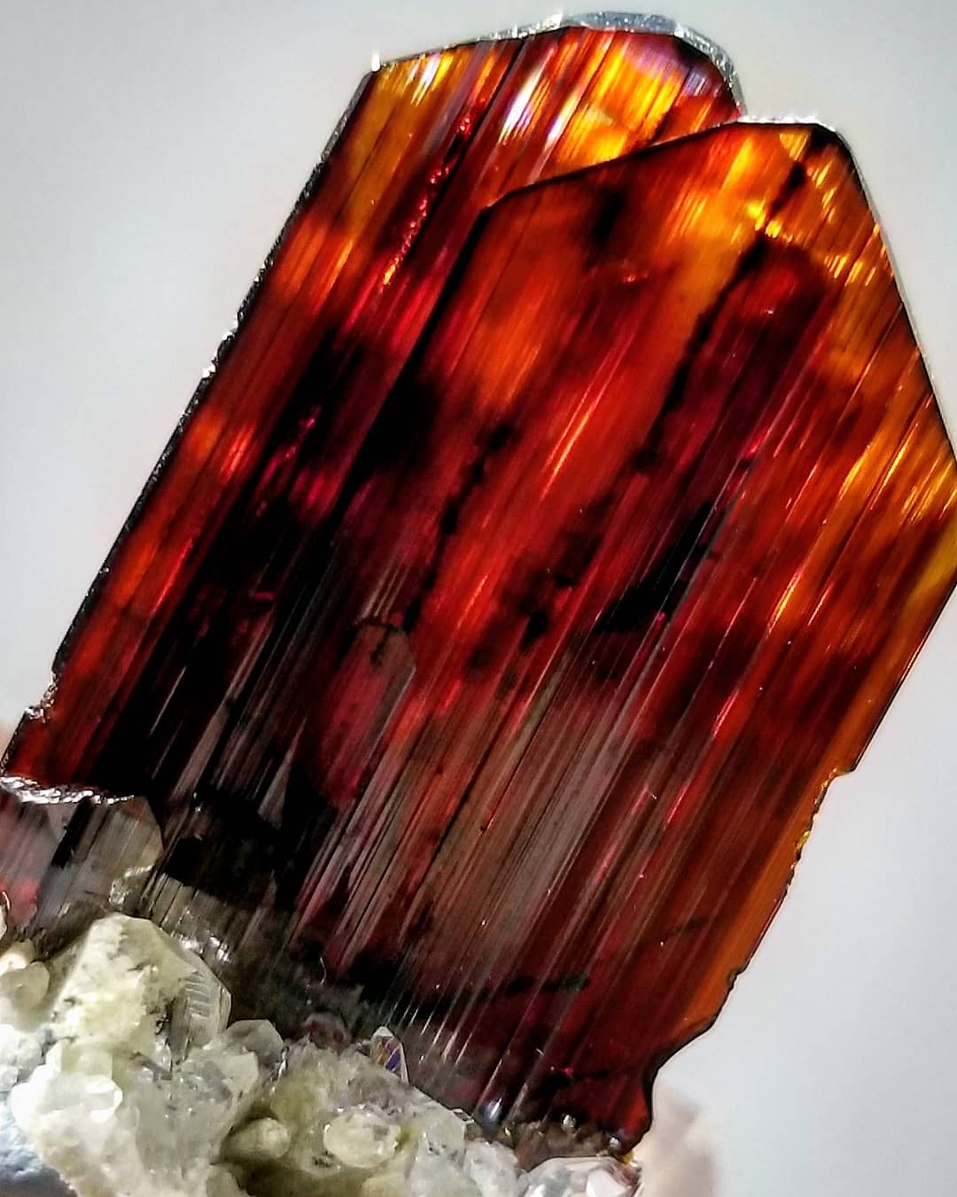 Vivid Red Fine Brookite Crystal Perched Nicely on Gemmy Quartz