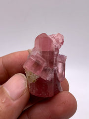 Adorable Aggregate Of Vibrant Pink Tourmaline With Blue Caps