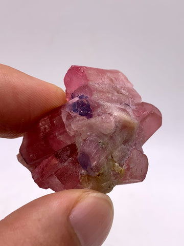 Adorable Aggregate Of Vibrant Pink Tourmaline With Blue Caps