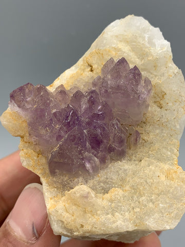 Amethyst Flower Crystal Cluster On Calcite Matrix