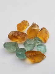 Beryl & Quartz: Mix Lot of Orange Color Citrine & Green Beryl