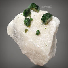 Apple Green Dravite Crystals on Calcite Matrix