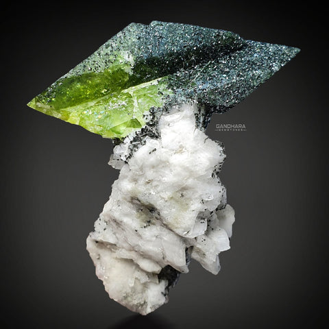 Apple Green Sphene Crystal on Albite Matrix