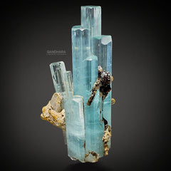 Aquamarine Cluster with Spessartine Garnet