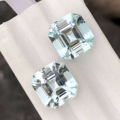 Asscher Cut Aquamarine Pair for Sale