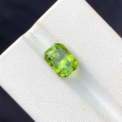 3.45 Carats Long Asscher Cut Ring Size Loose Peridot