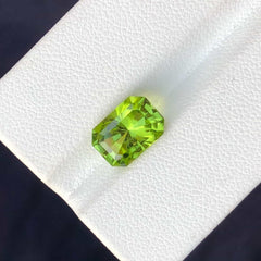 3.45 Carats Long Asscher Cut Ring Size Loose Peridot