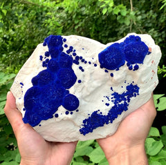 Attractive And Impressive Azurite Sun Round Crystals On Kaolinite Matrix