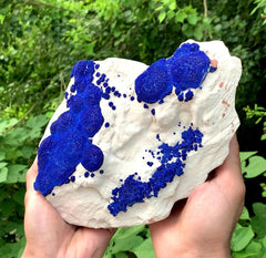 Attractive And Impressive Azurite Sun Round Crystals On Kaolinite Matrix