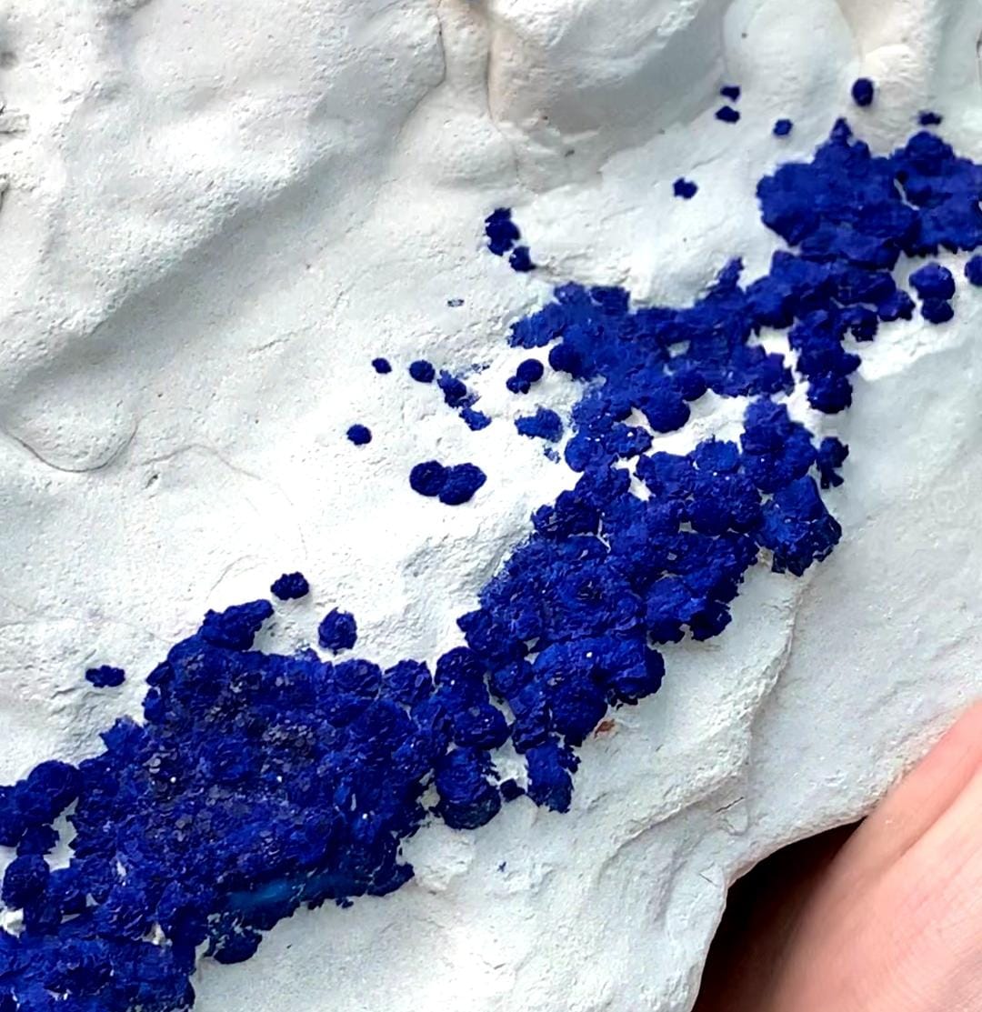 Attractive And Impressive Azurite Sun Round Crystals On Kaolinite Matrix