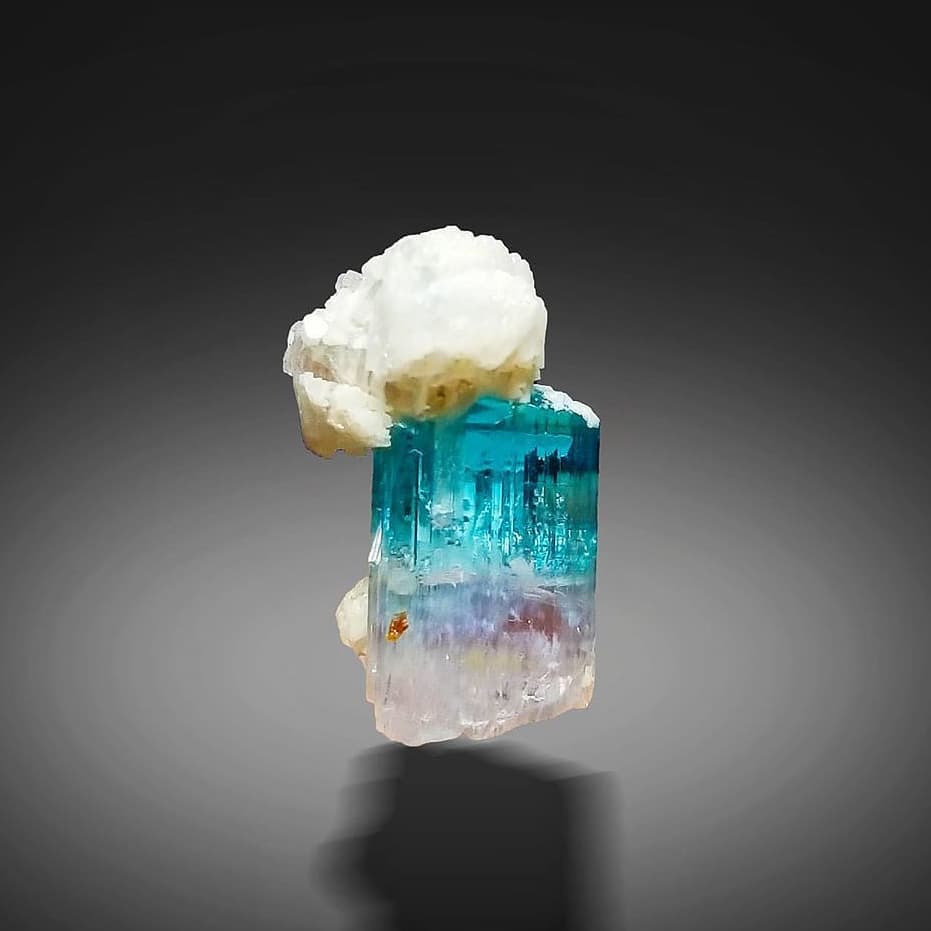 Beautiful Albite Perched on Blue Tourmaline Crystal