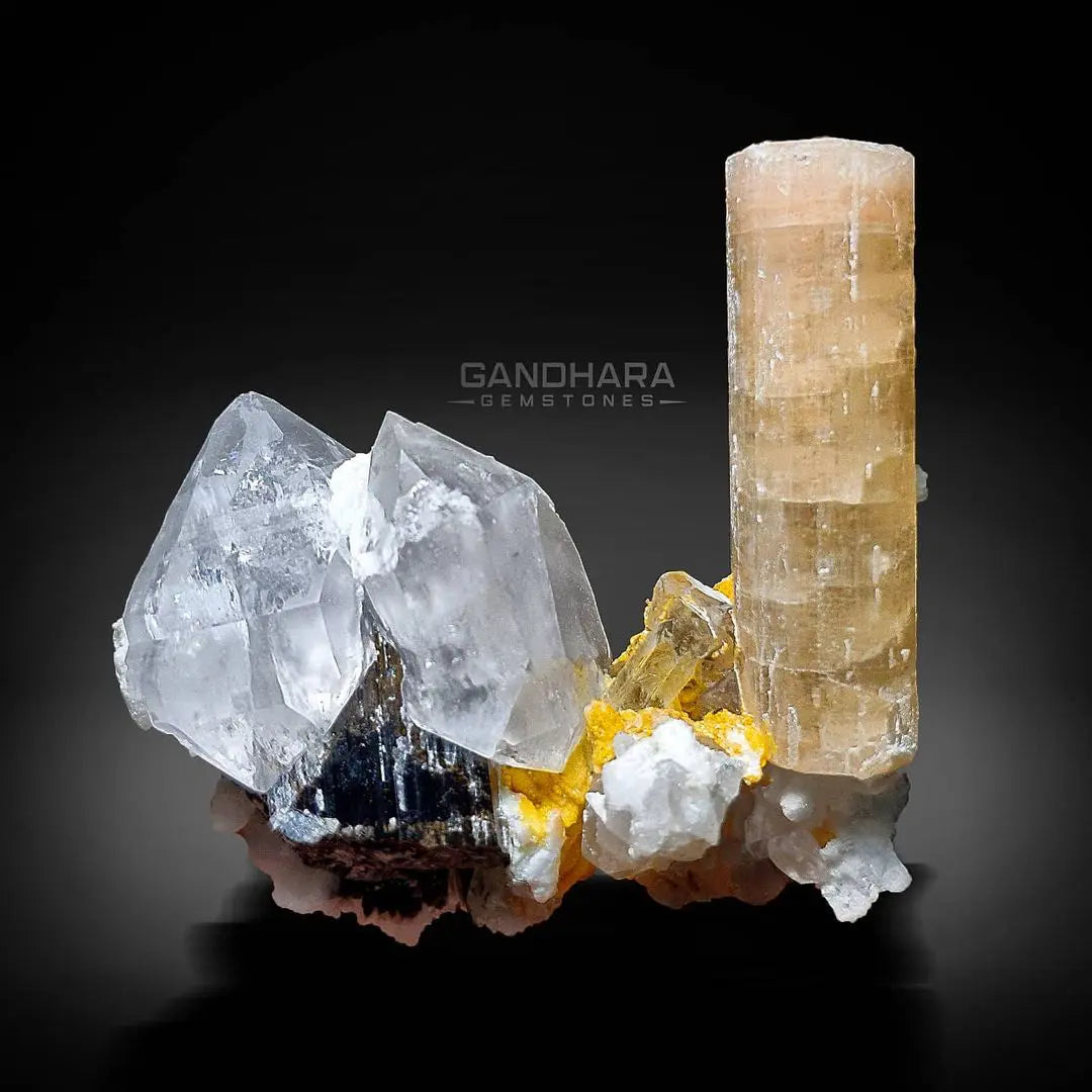 Beautiful Apatite Crystal with Quartz Crystals