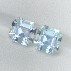 Asscher Cut Aquamarine Pair