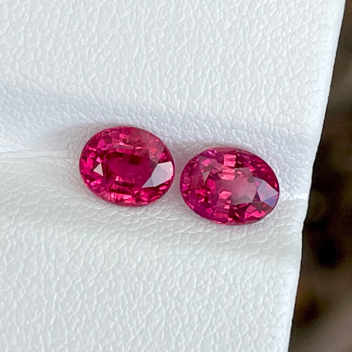 Bright Pinkish Red Ruby Pair Gemstone | Gandhara Gems