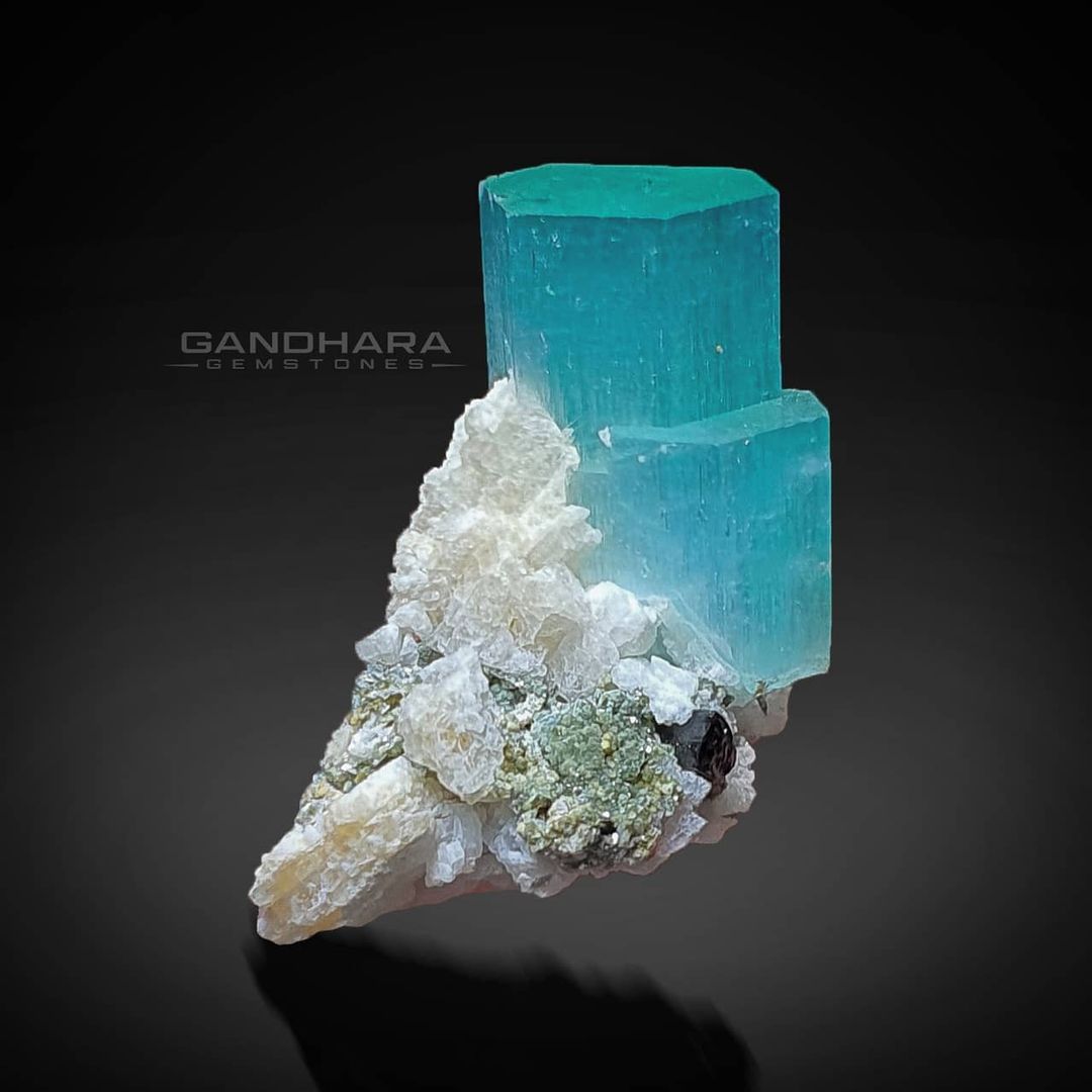 Cute Aquamarine Crystal on Albite with Muscovite