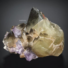 Dog Tooth Calcite with Purple Fluorite Specimen