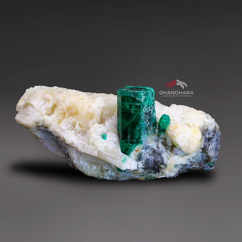 Emerald Crystal Nicely On Creamy White Calcite