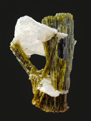 Beautiful Green Epidote Crystal with Unusual Calcite Cap - Gandhara Gems