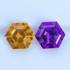 Faceted Amethyst Citrine Pair