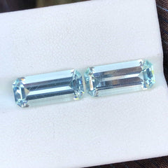 Faceted Blue Aquamarine Pair