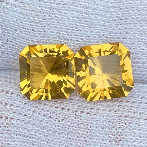 11.55 Carats Faceted Deep Golden Citrine Pair Gemstone from Brazil