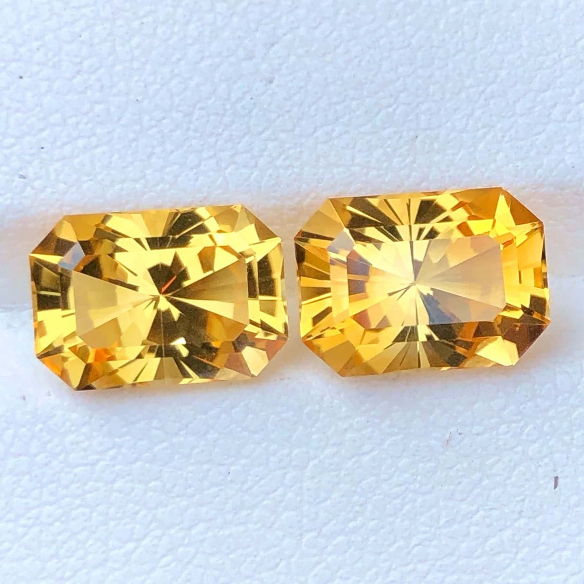 Faceted Lightning Yellow Citrine Pair