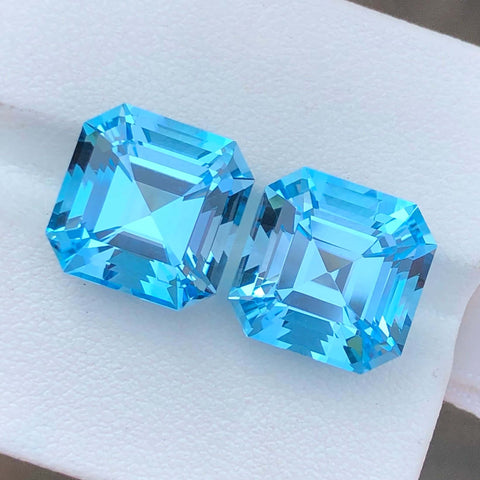 Faceted Swiss Blue Topaz Pair