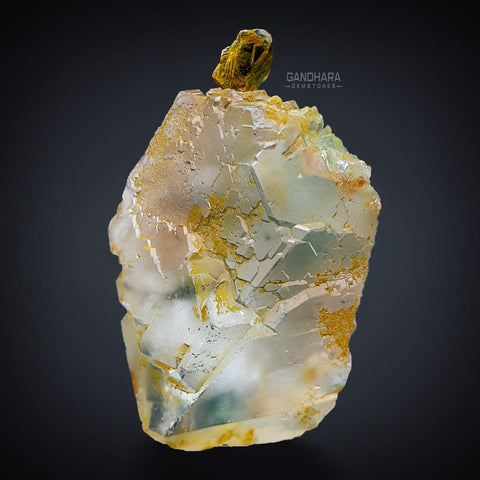 Gemmy Bicolor Fluorite Crystal with Muscovite
