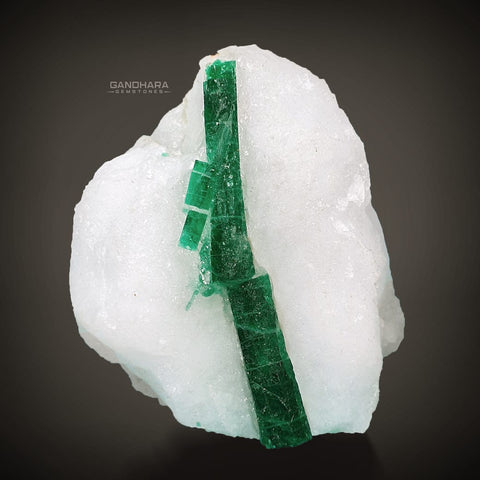 Gemmy Emerald Crystals Specimen on Calcite