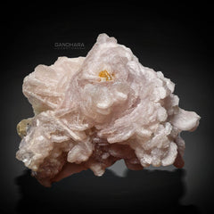 Gemmy Orange Microlite on Pink Lepidolite Flower