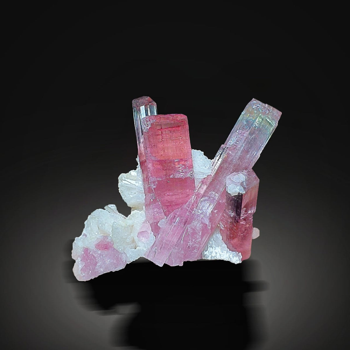 Pink Tourmaline Crystals with White Albite