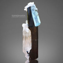 Gorgeous Aquamarine on Schorl with Quartz