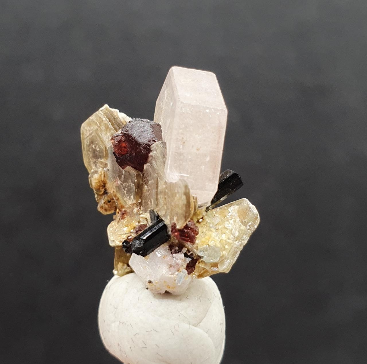 Gorgeous Combination Piece Of Pink Apatite with Garnet, Muscovite, Schorl And Albite