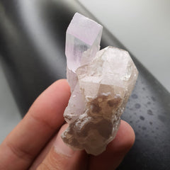Gorgeous Bicolor Kunzite Nicely Positioned On Smoky Quartz