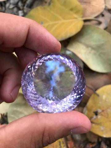Round Brilliant Cut Faceted Amethyst Gemstone