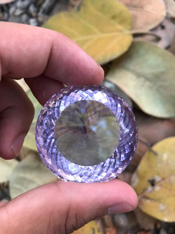 Round Brilliant Cut Faceted Amethyst Gemstone