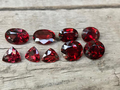 Trilliant, Round and Oval Faceted Rhodolite Garnet