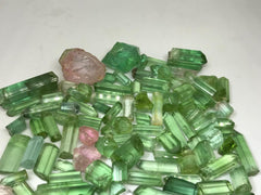 Facet Grade Rough Mint Green and Pink Tourmaline