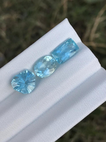 2.0 ct, 1.75 ct, 1.30 ct Sky blue Faceted Aquamarine for sale