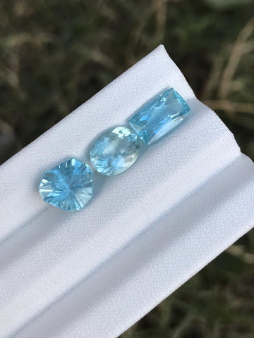 2.0 ct, 1.75 ct, 1.30 ct Sky blue Faceted Aquamarine for sale