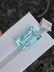 Faceted Natural Blue Baguette Cut Aquamarine