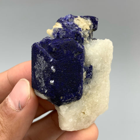 Impressive Azure Blue Lazurite Crystal On Calcite Matrix