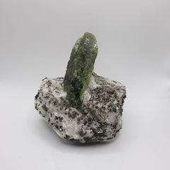 Impressive Diopside Crystal on Calcite with Graphite