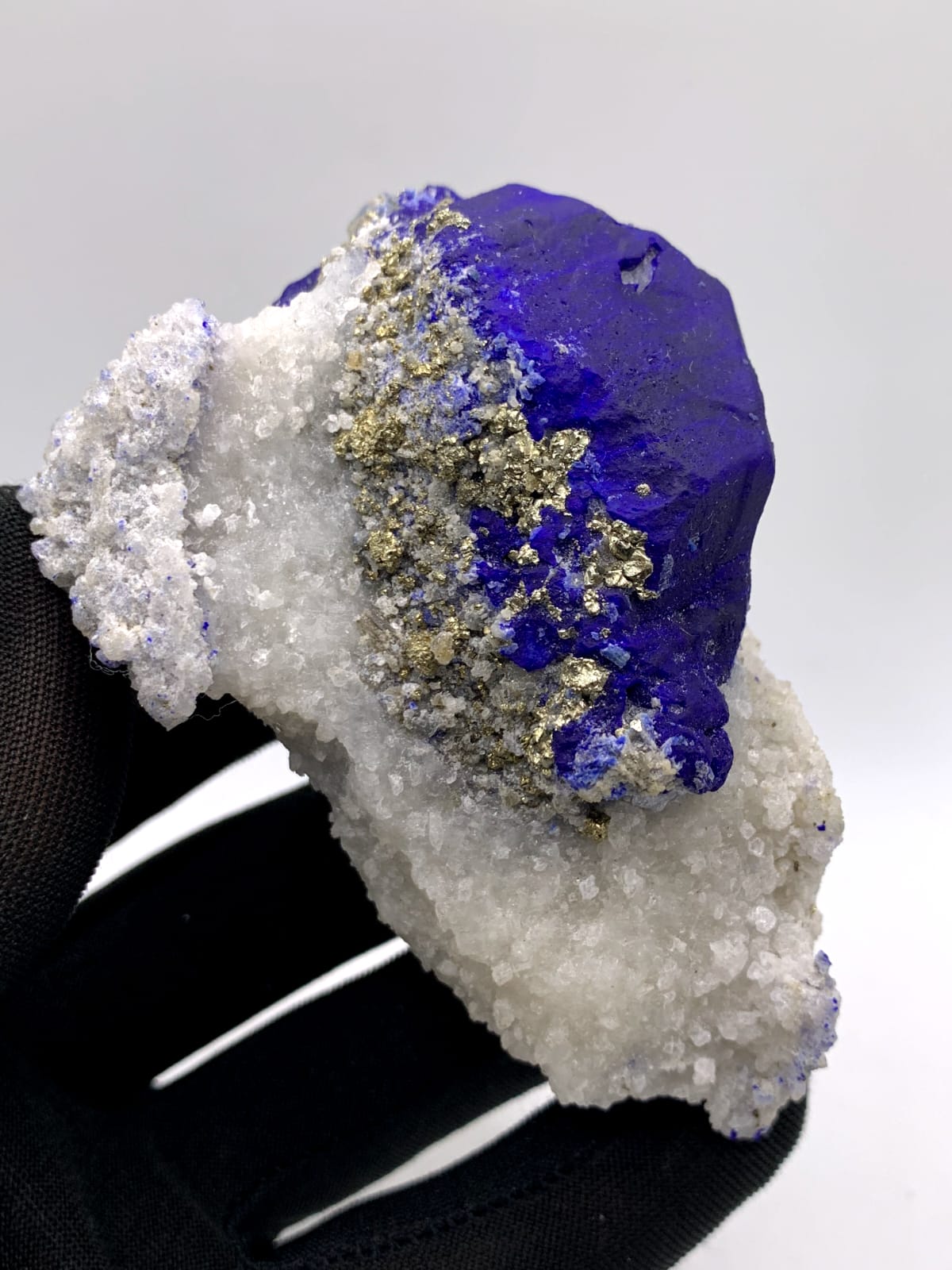 Impressive Electric Blue Lazurite On Calcite With Pyrite