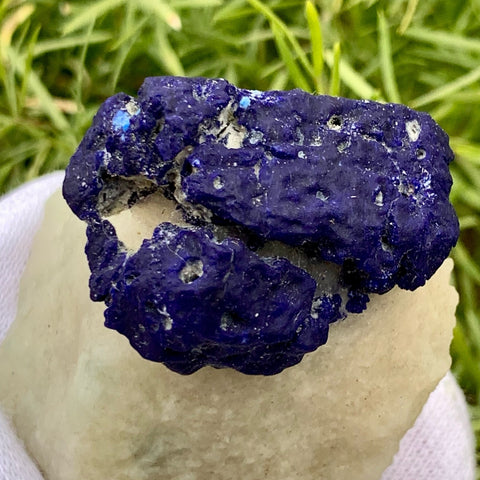 Impressive Focal Crystal Of Lazurite Nicely Perched On Calcite Matrix
