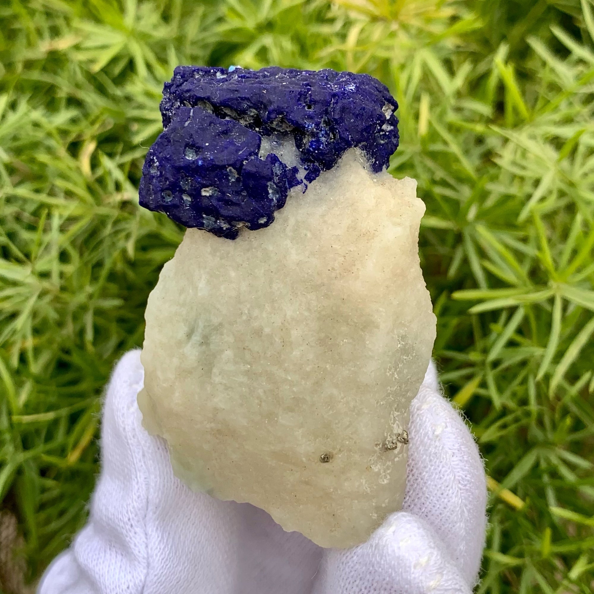 Impressive Focal Crystal Of Lazurite Nicely Perched On Calcite Matrix