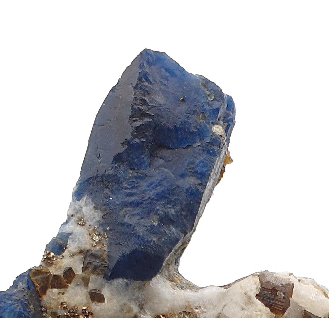 Impressive Size Sapphire Blue Lazurite on Matrix with Calcite and Pyrite