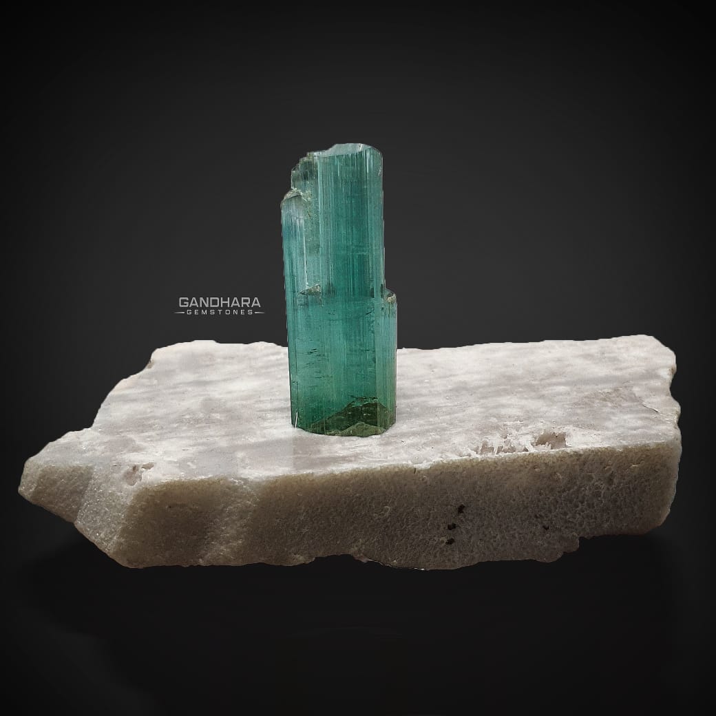 Indicolite Tourmaline Crystal on Albite Matrix