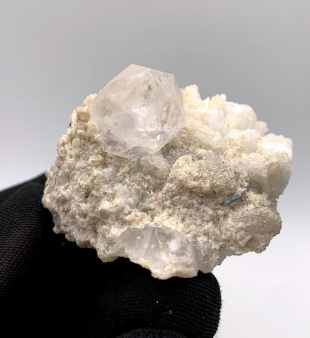 Isolated And Isomatric Gem Morganite Crystal Nicely Perched  Albite With Tourmaline